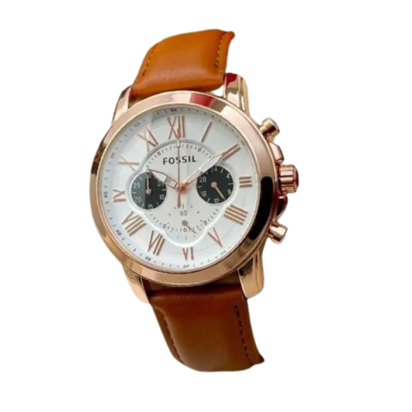 Fossil Grant Black Leather – Copper Dial Watch (Premium Copy)