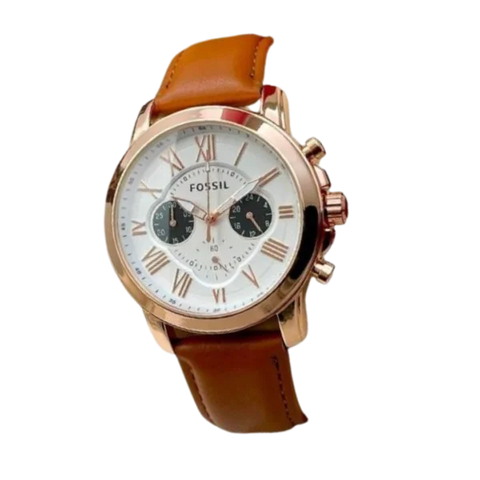 Fossil Grant Black Leather – Copper Dial Watch (Premium Copy)